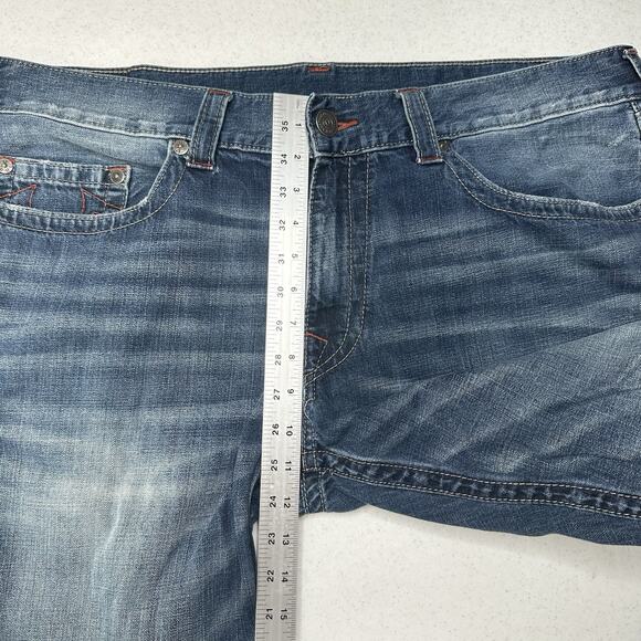 True Religion Jeans Mens 40x34 Section Straight Leg Blue Denim Distressed *Flaw - Picture 10 of 15